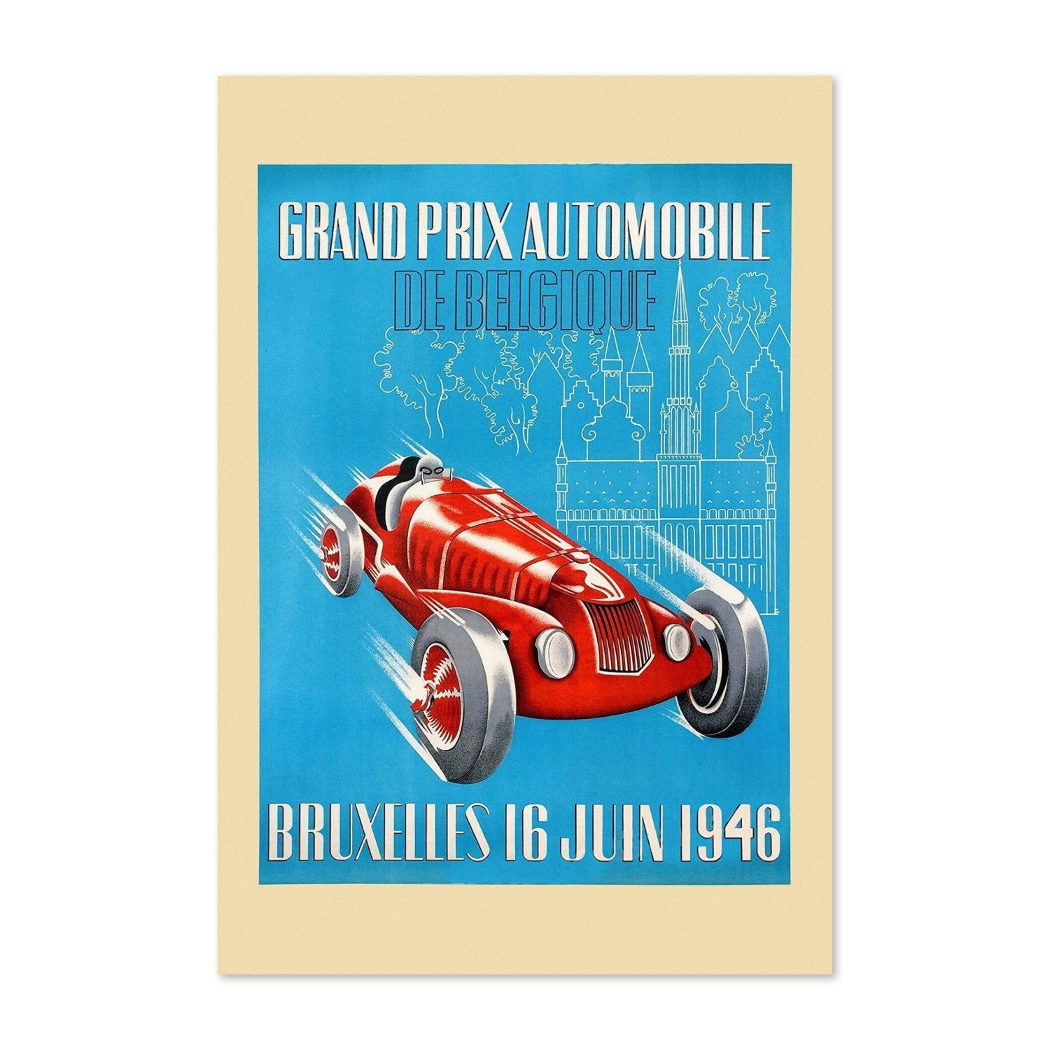 Grand Prix de Belgique Bruxelles 1946 poster print