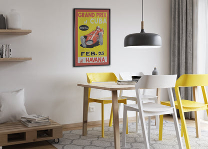 Grand Prix of Cuba Havana poster framed above a dining table