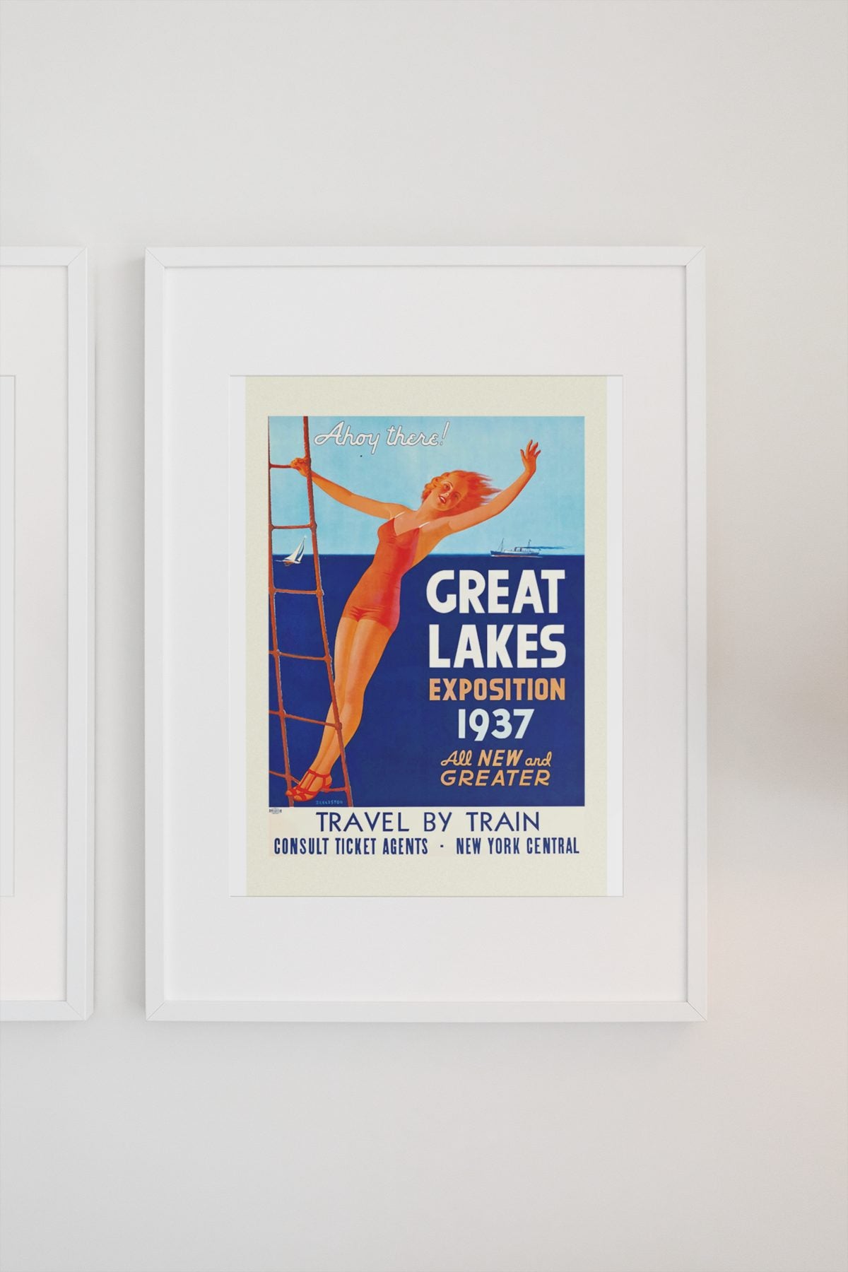 Great Lakes Exposition Cleveland 1937 poster on a light wall