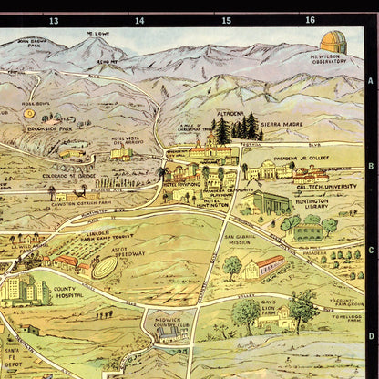 Close-up detail of the Greater Los Angeles 1930s Sightseeing Map