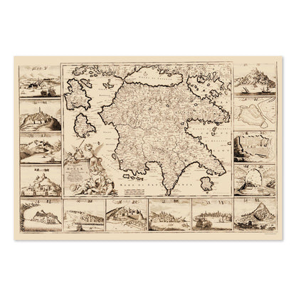 Greece & Greek Islands 1688 Map vintage print