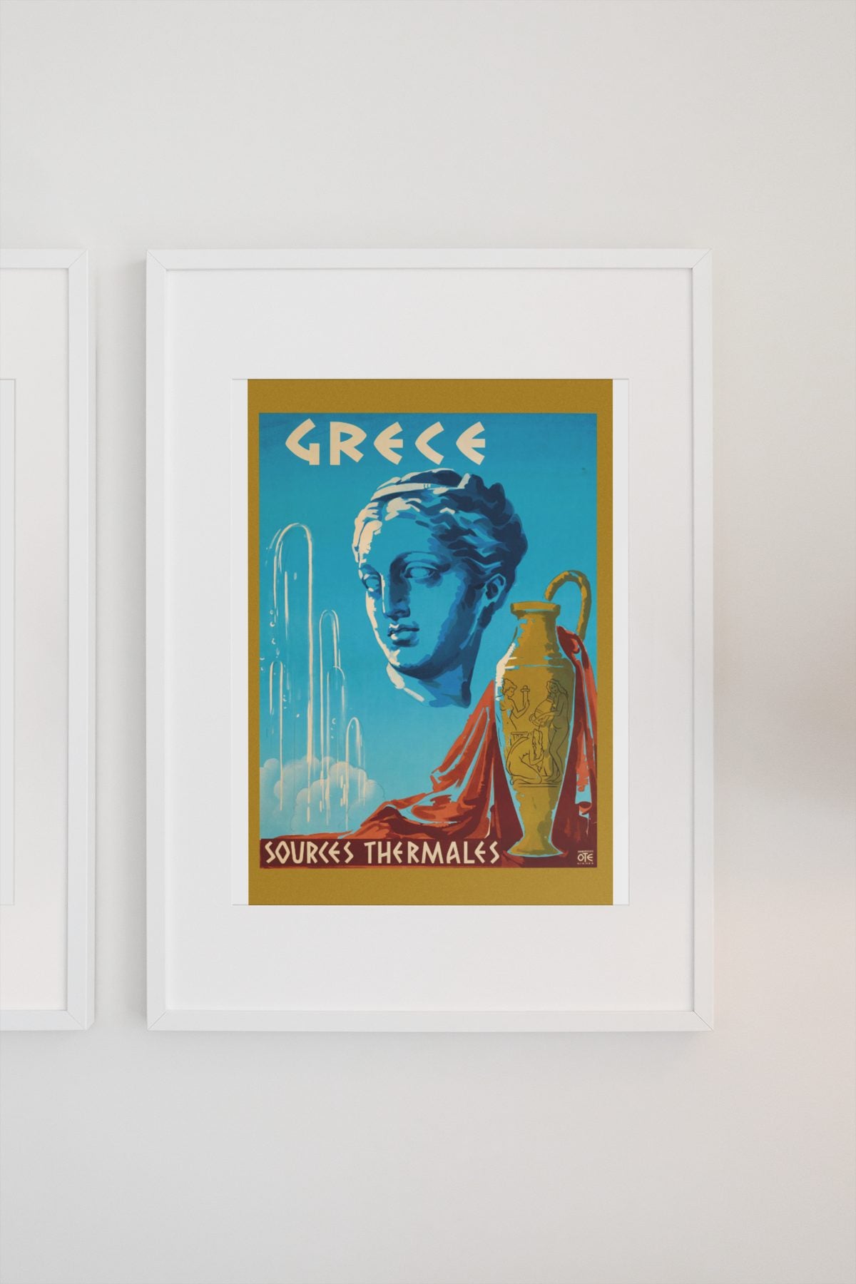 Greece Sources Thermales poster on a light wall