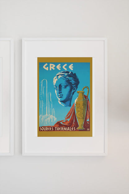 Greece Sources Thermales poster on a light wall