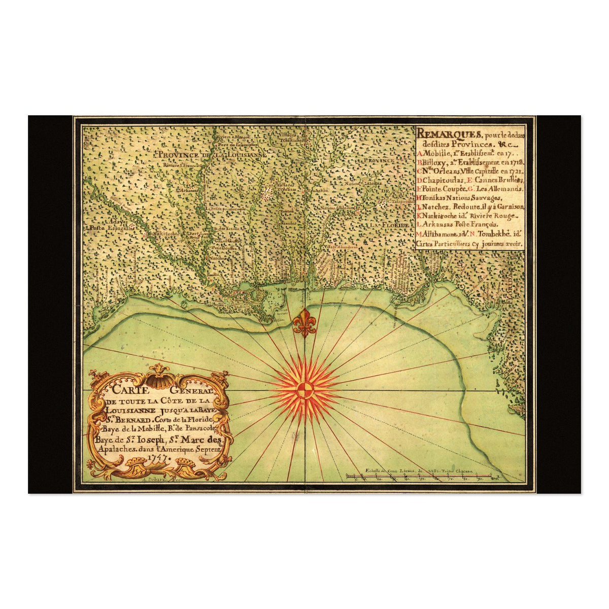 Gulf Coast 1740s Map vintage print