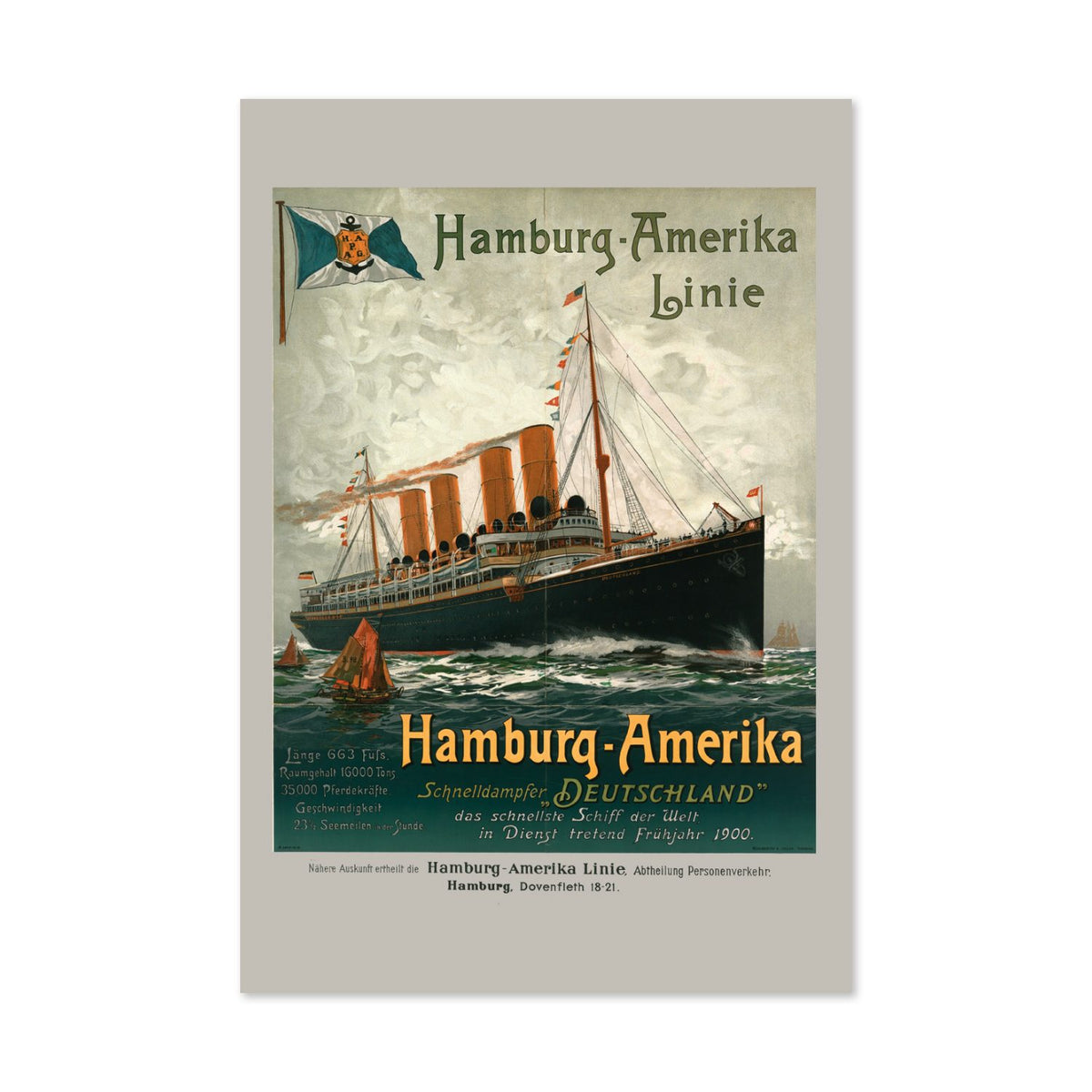 Hamburg Amerika Linie 1900 poster print