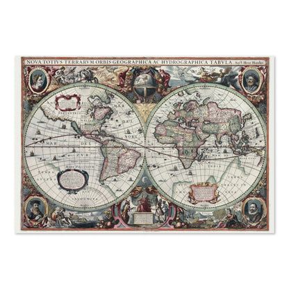 Hand-Coloured World Map 1630 poster print