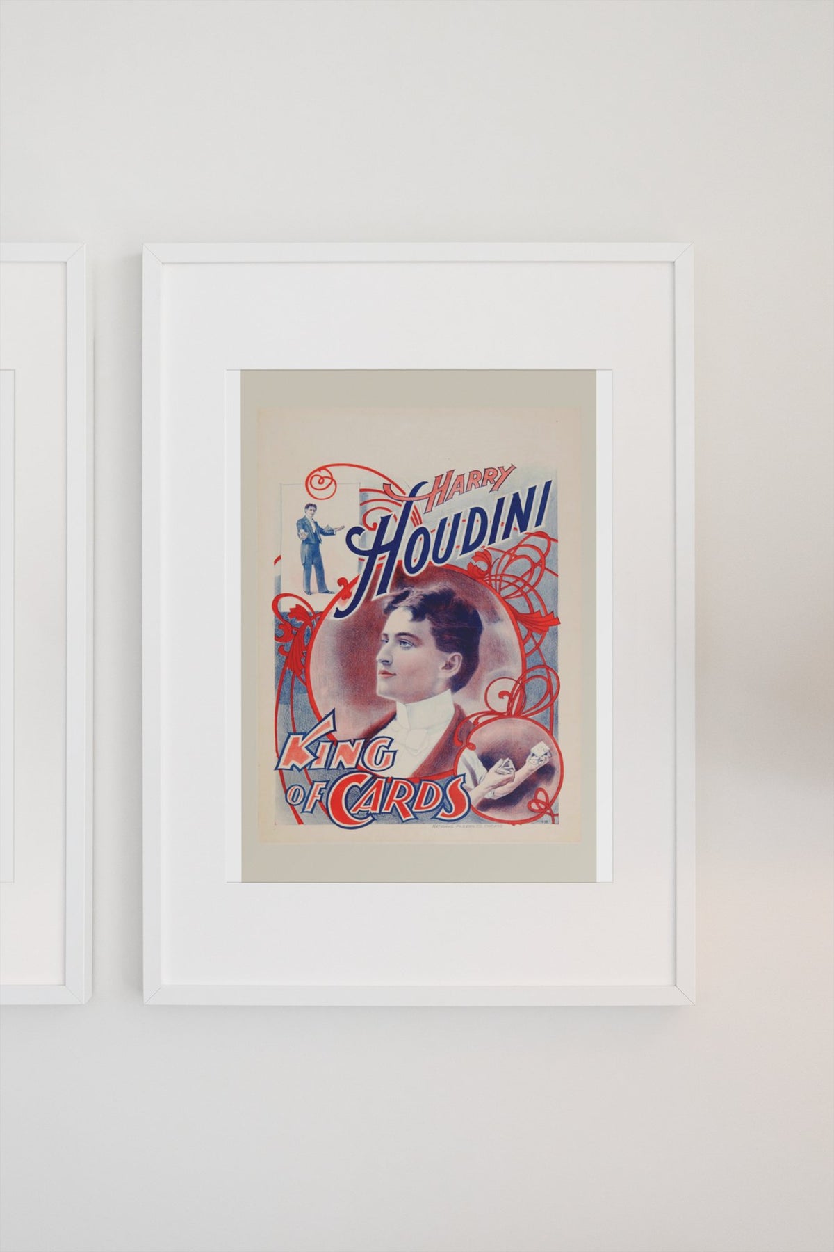 Harry Houdini King of Cards poster on a light wall