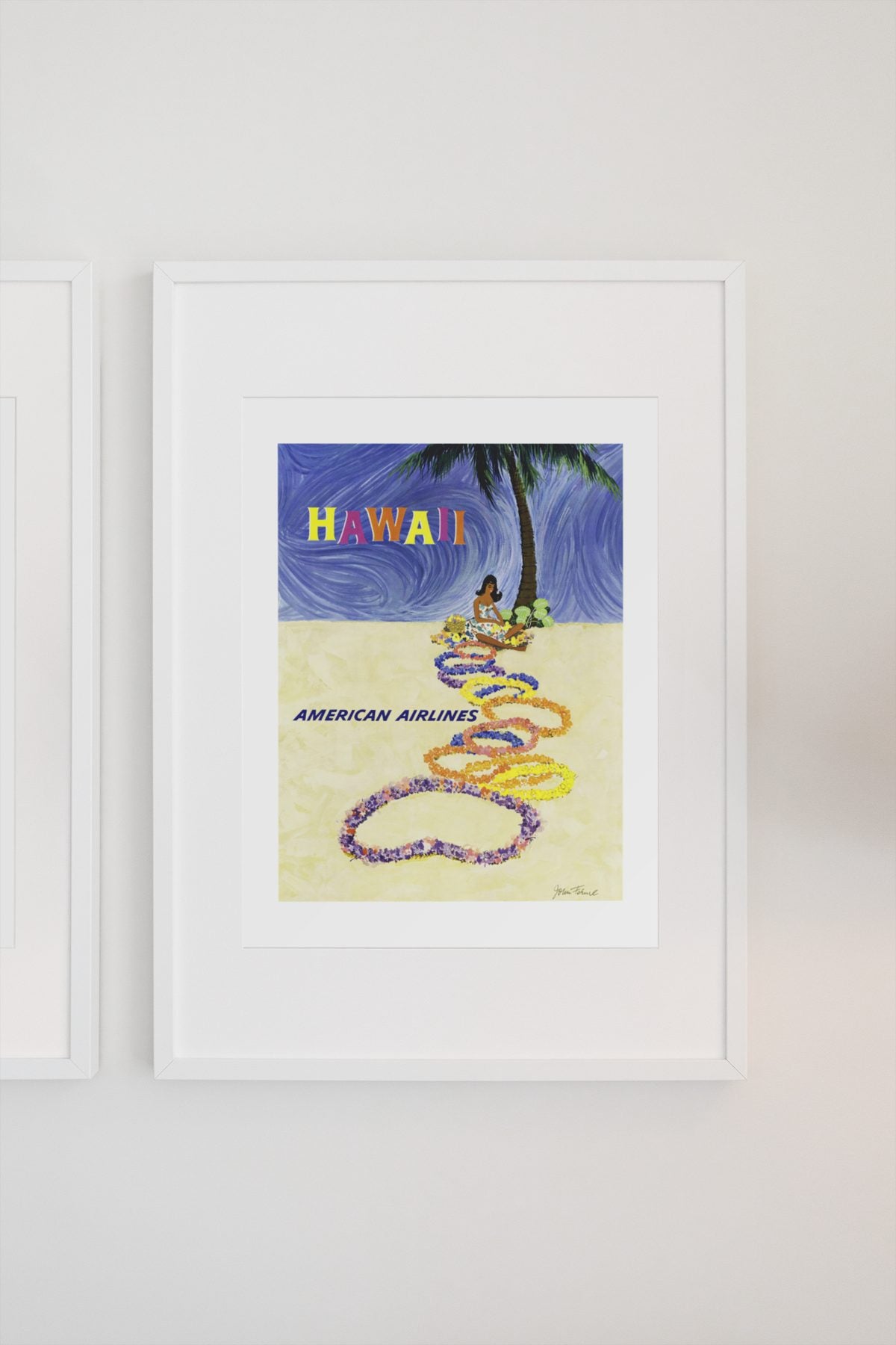 Hawaii American Airlines poster on a light wall