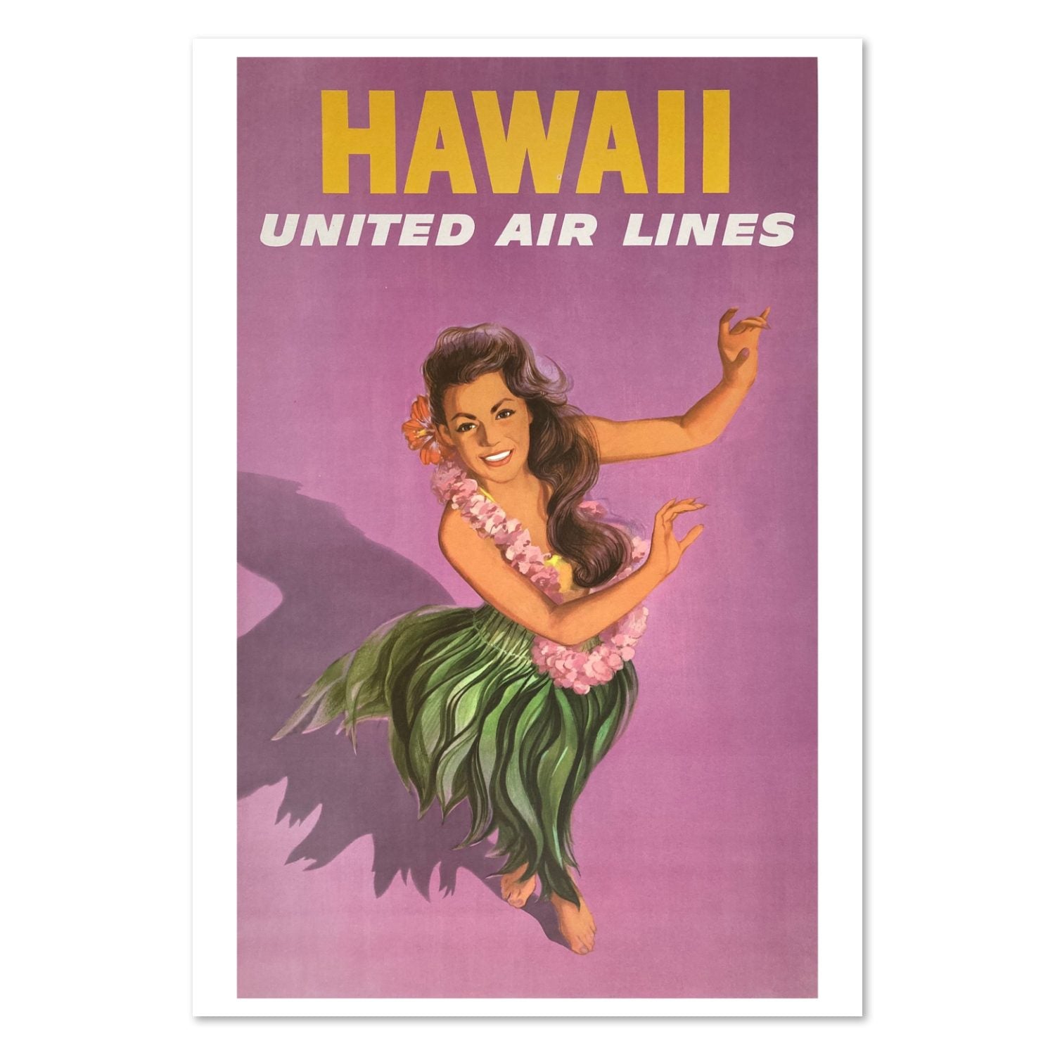 Hawaii Hula United Air Lines poster print
