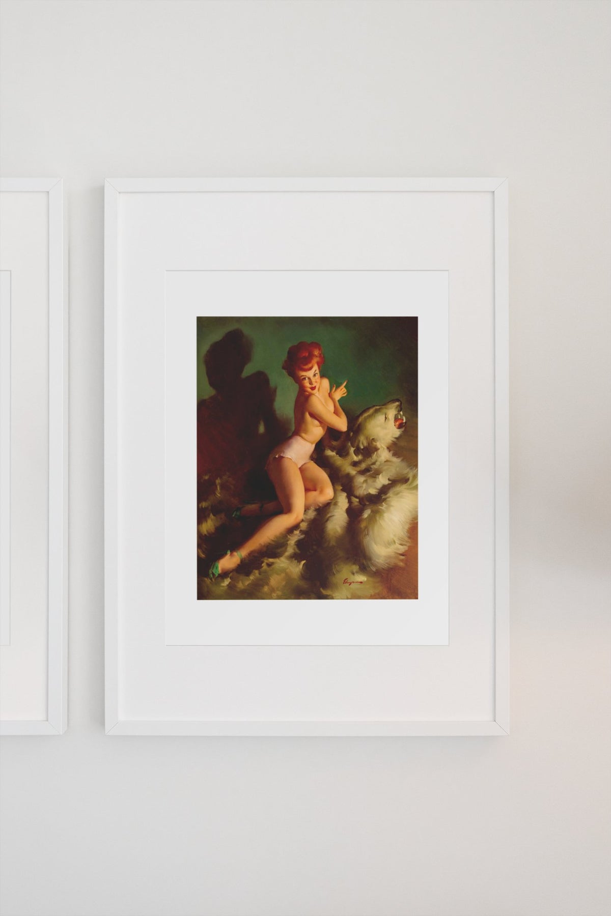 He Almost Scared Me Out of My Skin by Gil Elvgren, pin-up poster — gallery wall