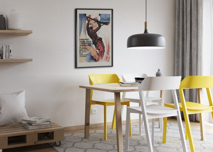 Help the Blood Hospitals poster framed above a dining table