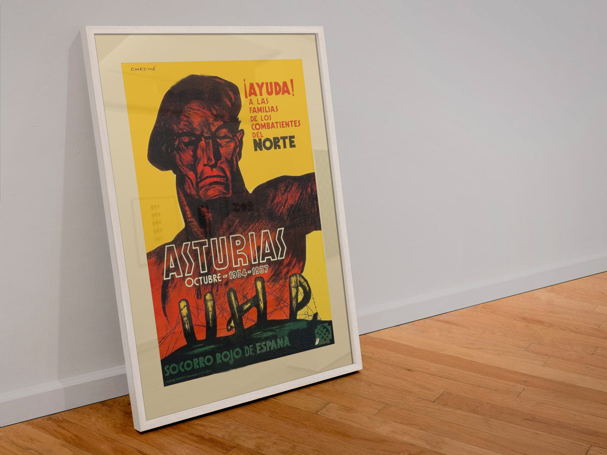 Help the Fighters of the North poster in a white frame leaning against a wall