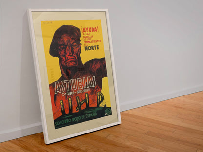 Help the Fighters of the North poster in a white frame leaning against a wall