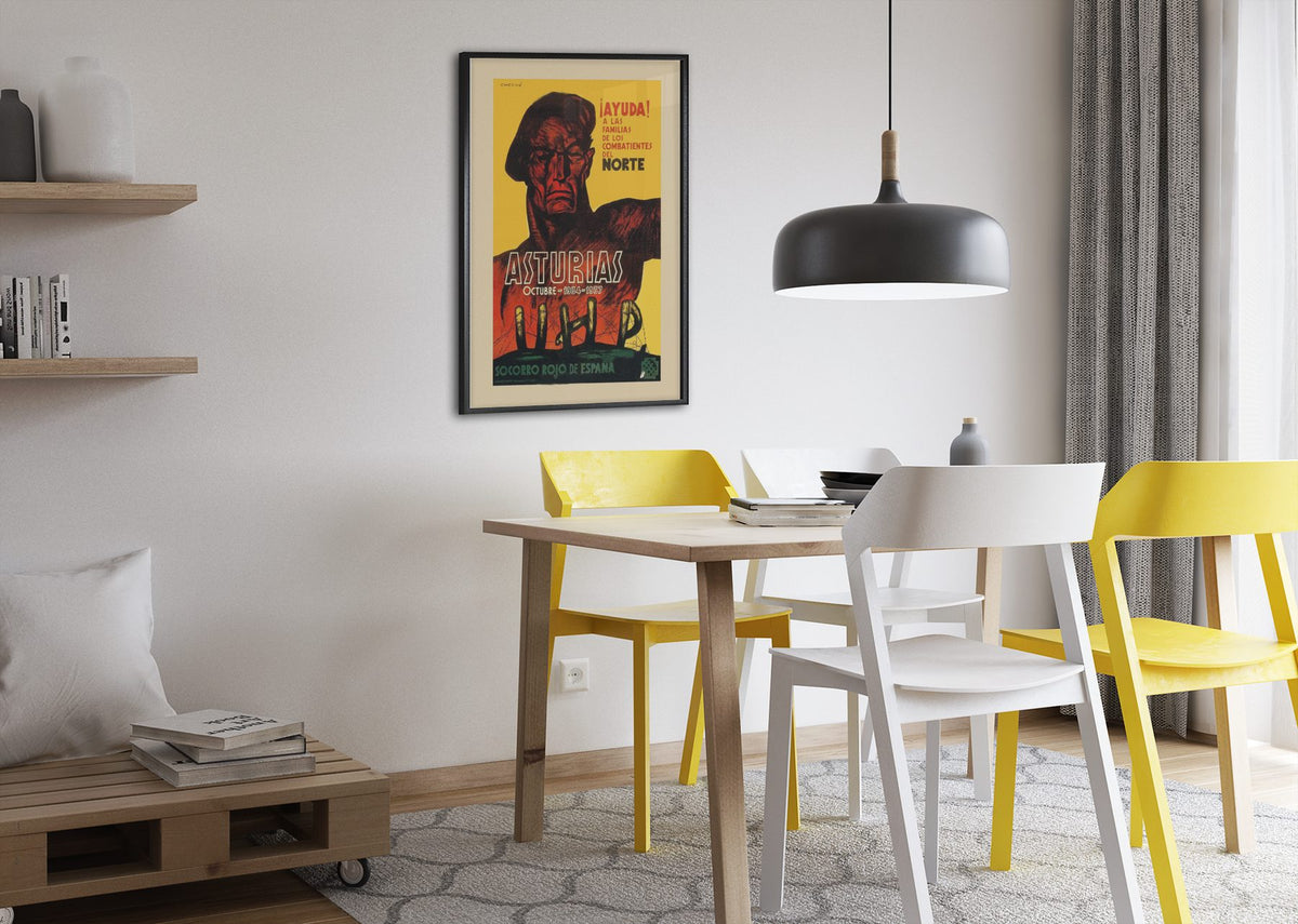 Help the Fighters of the North poster framed above a dining table