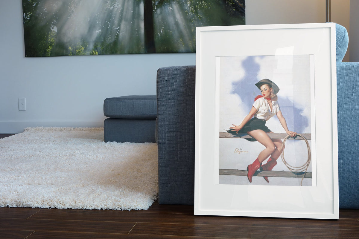 Hi-Ho Silver by Gil Elvgren, pin-up poster — living room wall
