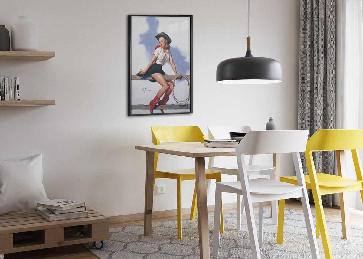 Hi-Ho Silver by Gil Elvgren, pin-up poster — dining room