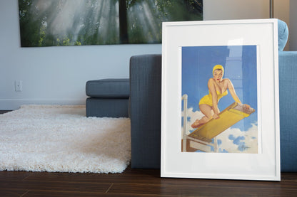 High and Shy by Gil Elvgren, pin-up poster — living room wall