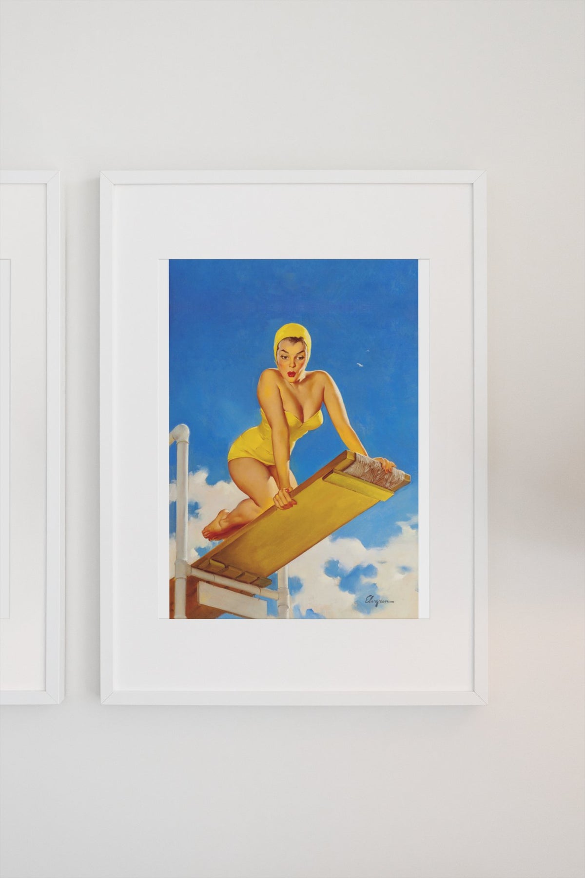 High and Shy by Gil Elvgren, pin-up poster — gallery wall