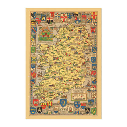 Historical Map of Ireland 1969 vintage print