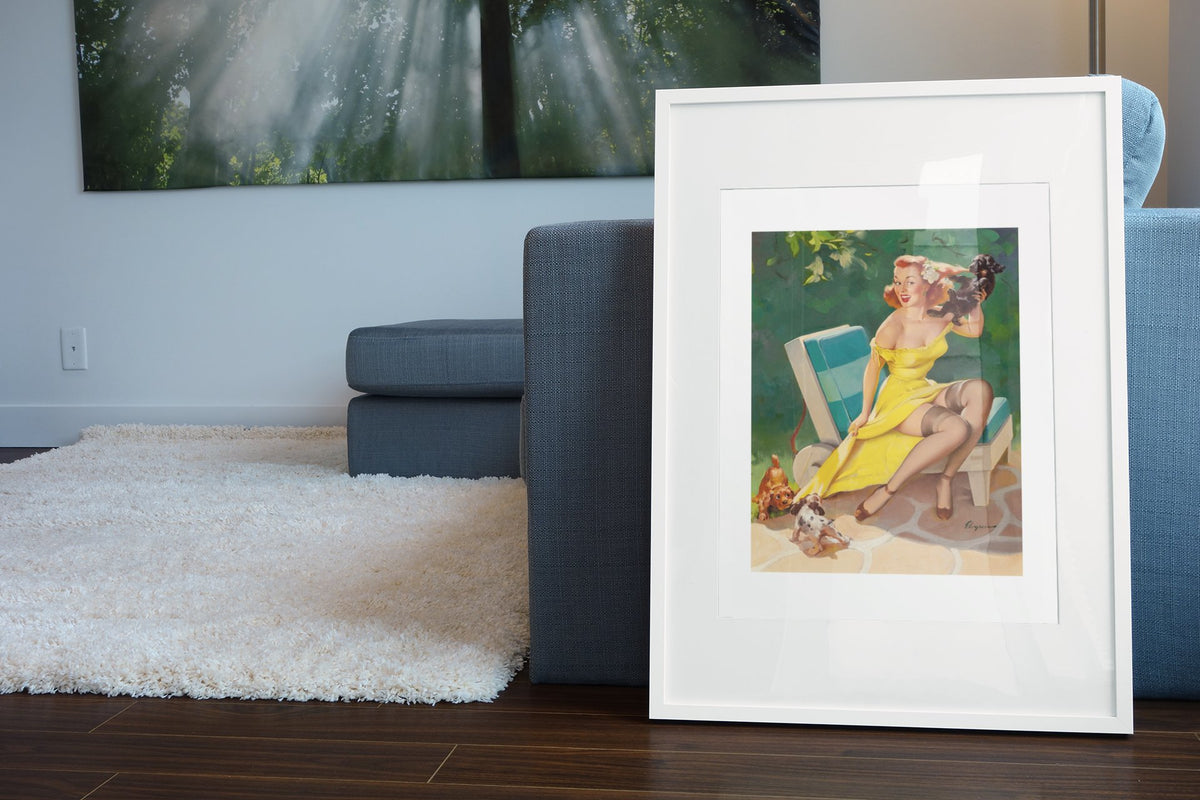 Hold Everything! by Gil Elvgren, pin-up poster — living room wall