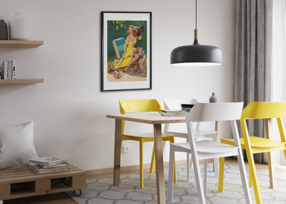 Hold Everything! by Gil Elvgren, pin-up poster — dining room