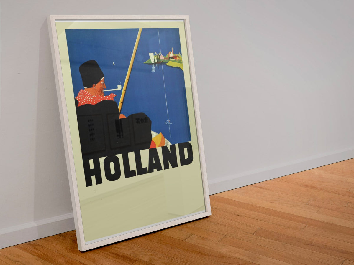 Holland poster in a white frame leaning against a wall