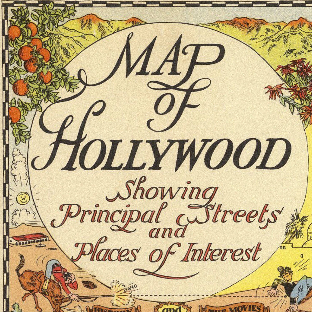 Close-up detail of the Hollywood 1928 Map