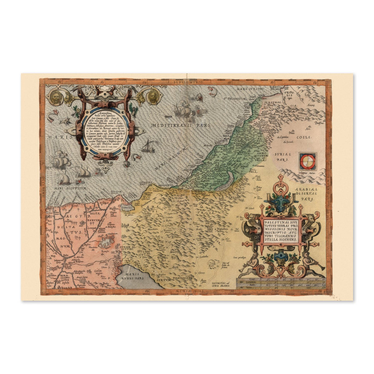 Holy Land 1570 Ortelius Map poster print