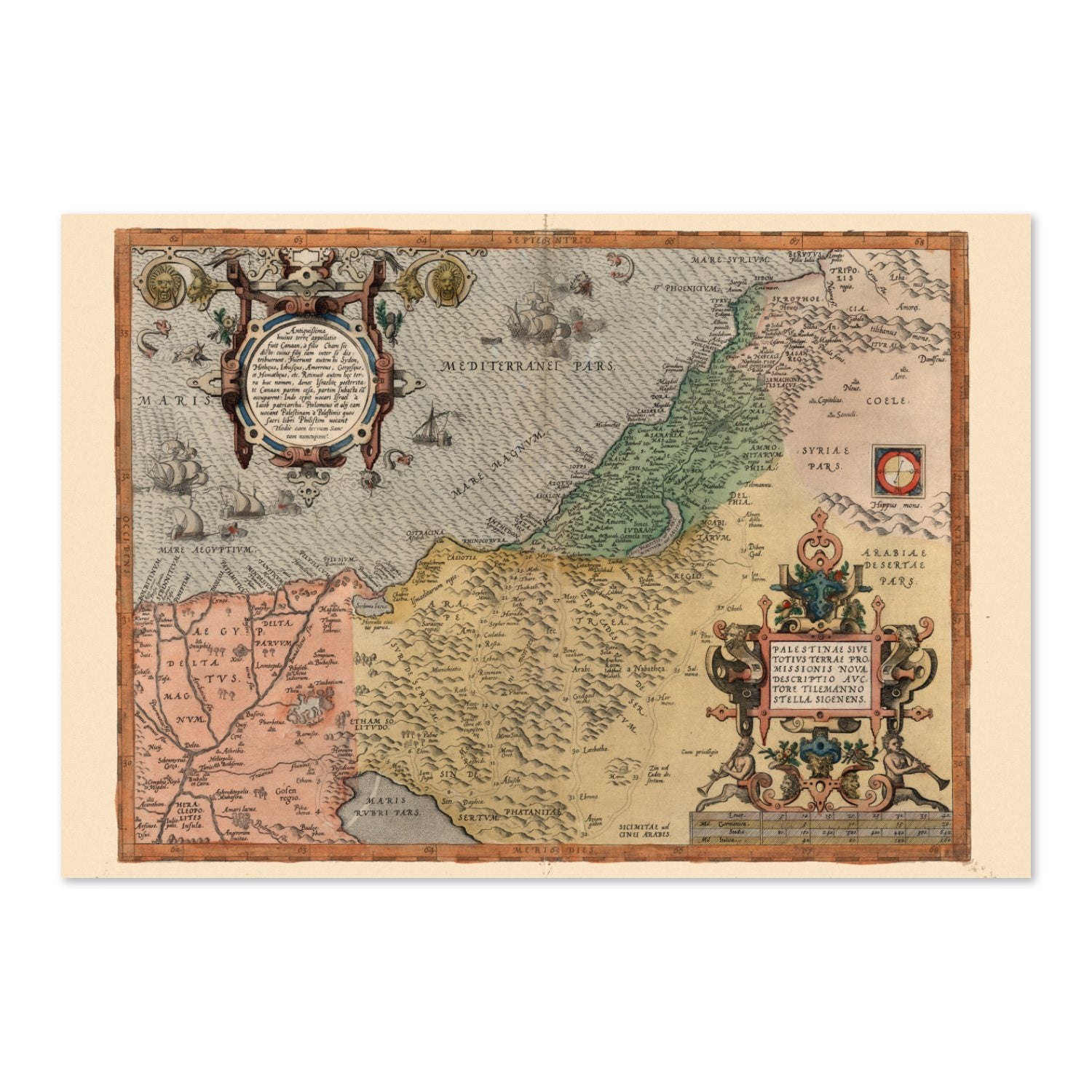 Holy Land 1570 Ortelius Map poster print