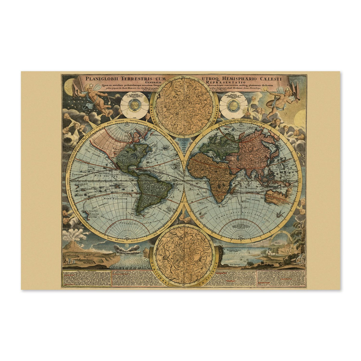 Homann World Map 1716 poster print