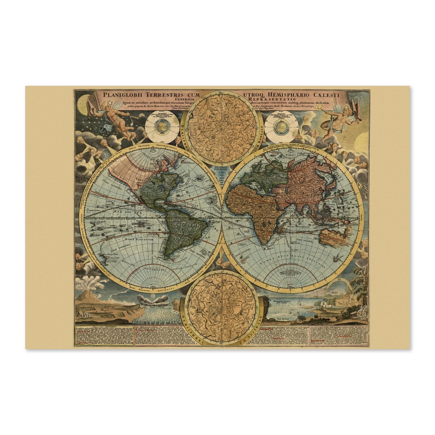 Homann World Map 1716 poster print