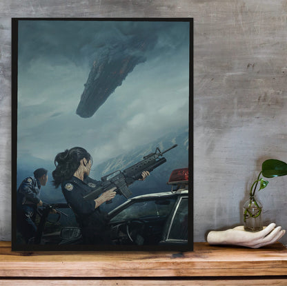 Hope (2026) Movie Key Art poster in a black frame on a wooden shelf against concrete