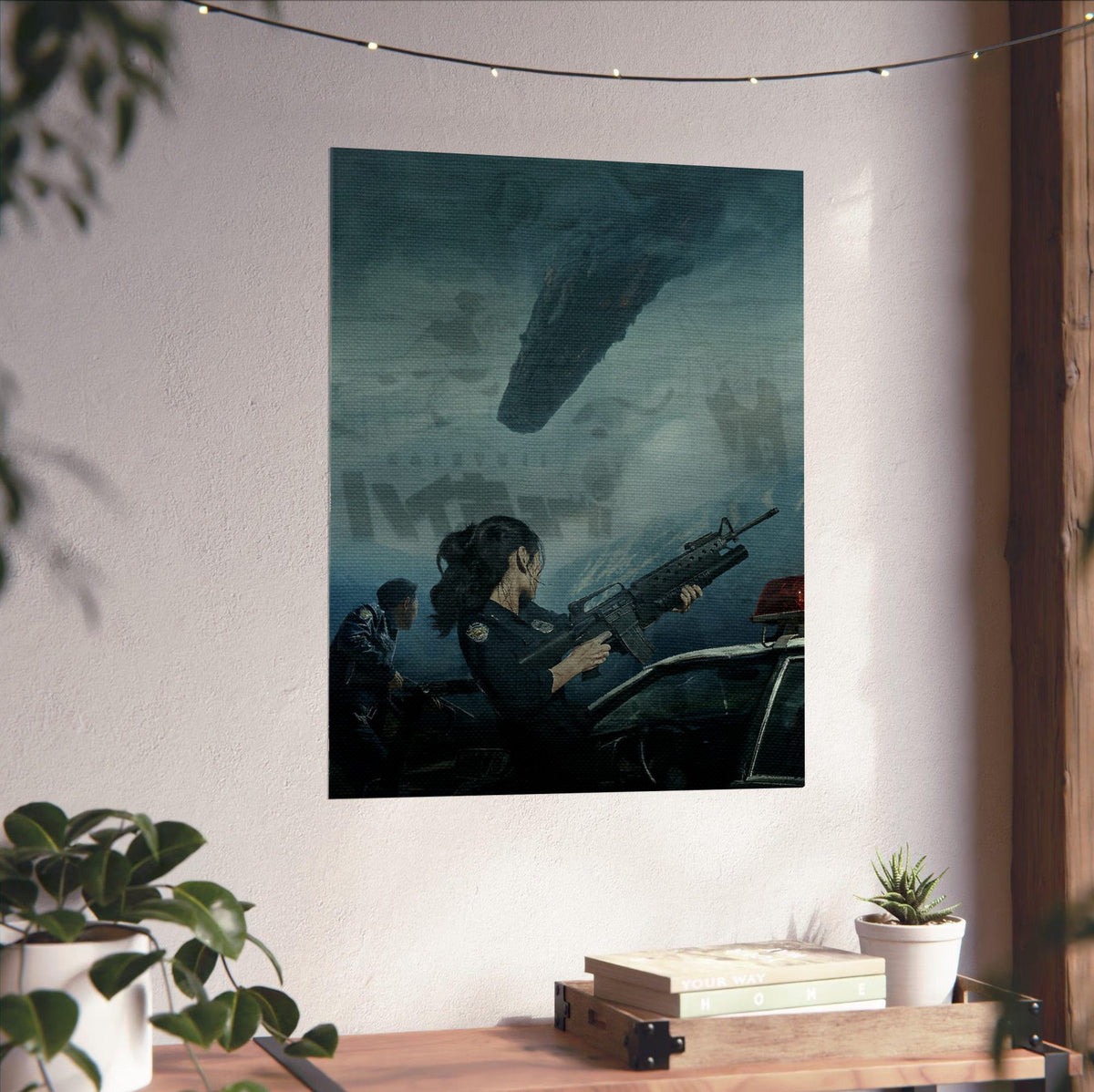 Hope (2026) Movie Key Art poster unframed on a white wall above a desk