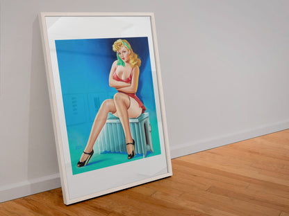 Hot Seat poster in a white frame leaning against a wall
