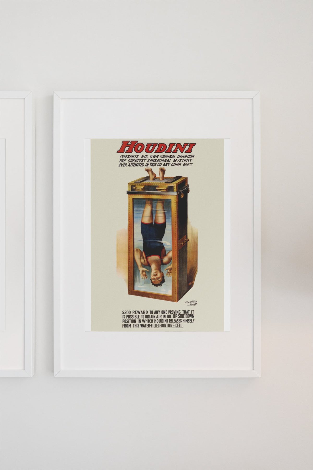 Houdini Chinese Water Torture Cell poster on a light wall