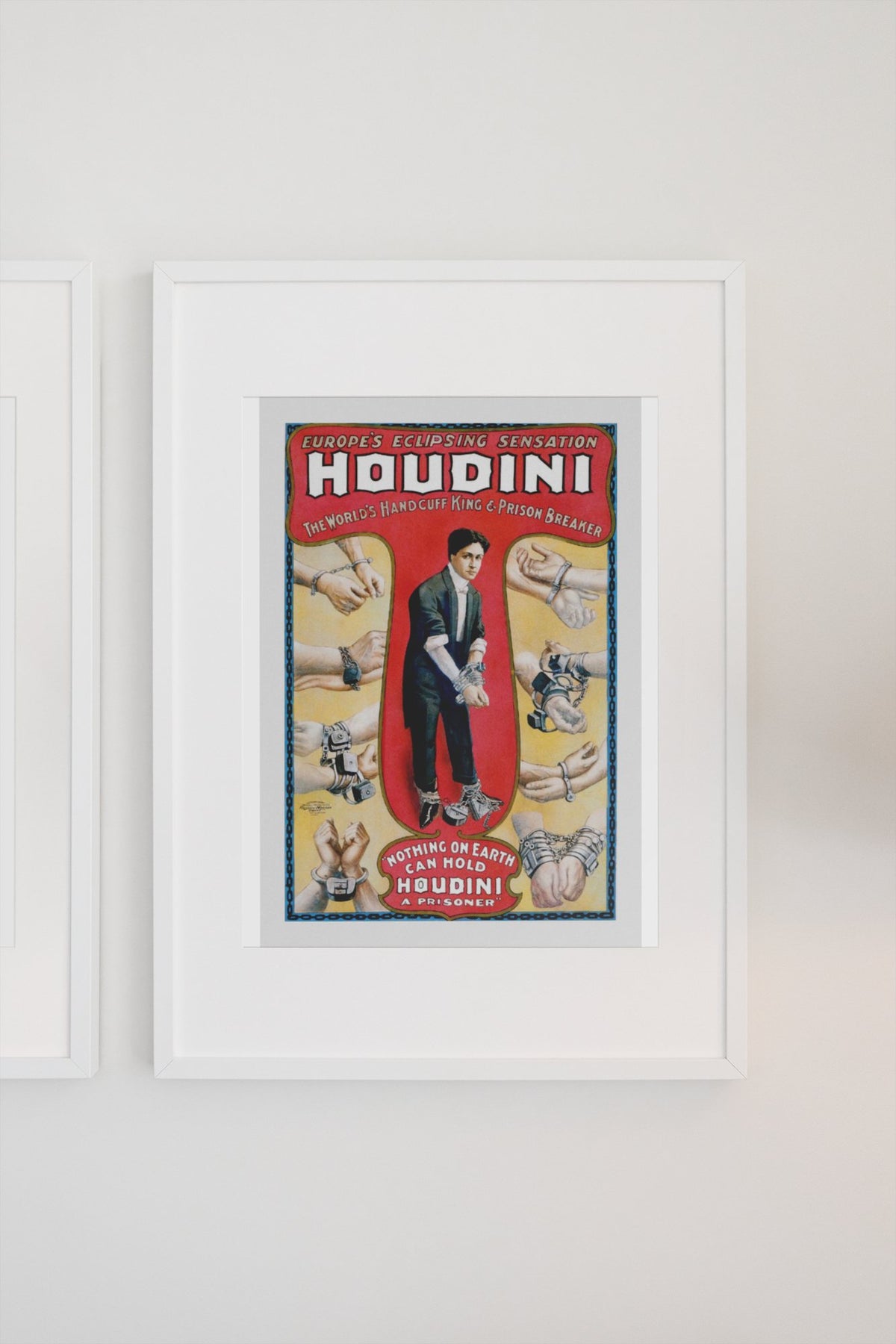 Houdini Handcuff King poster on a light wall