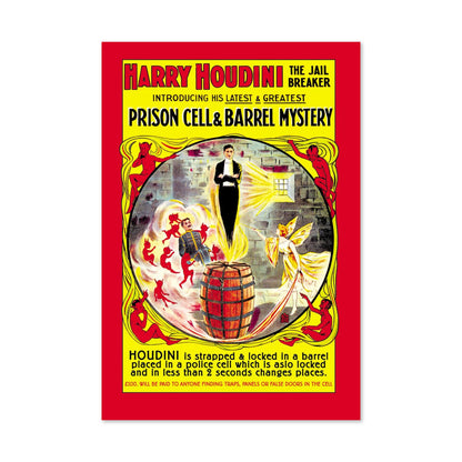 Houdini Prison Cell and Barrel Mystery poster print