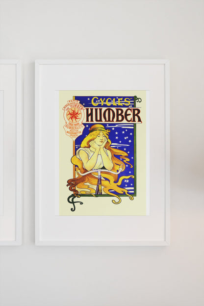 Humber Cycles poster on a light wall