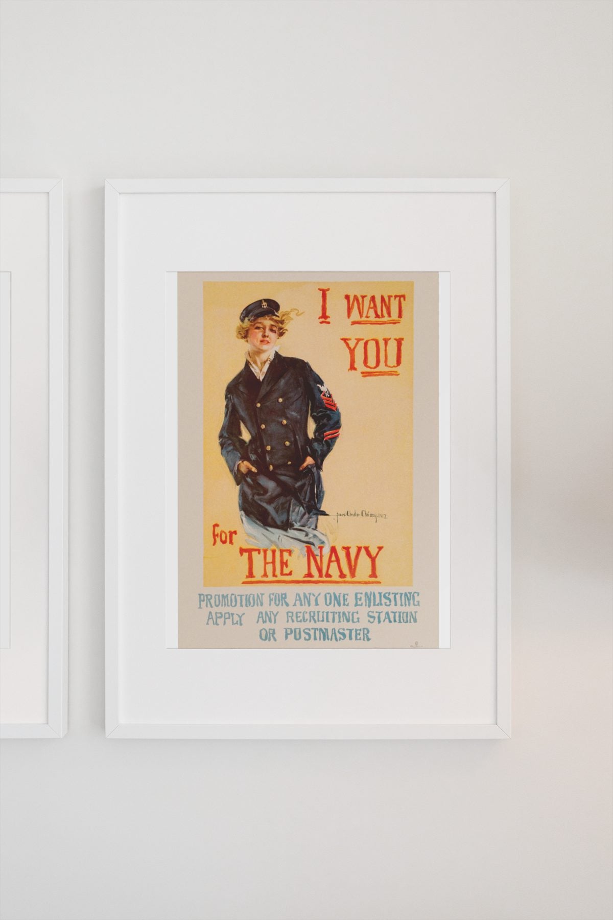 I Want You for the Navy Christy poster on a light wall