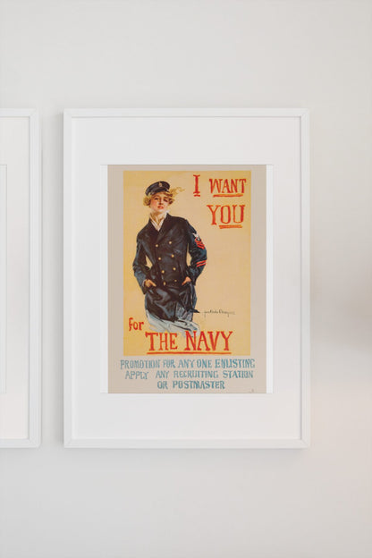 I Want You for the Navy Christy poster on a light wall