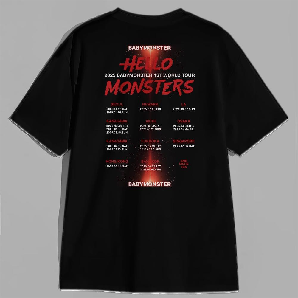 Graphic Babymonster Tour Shirt, Hello Monsters Tour Shirt, Babymonster Shirt