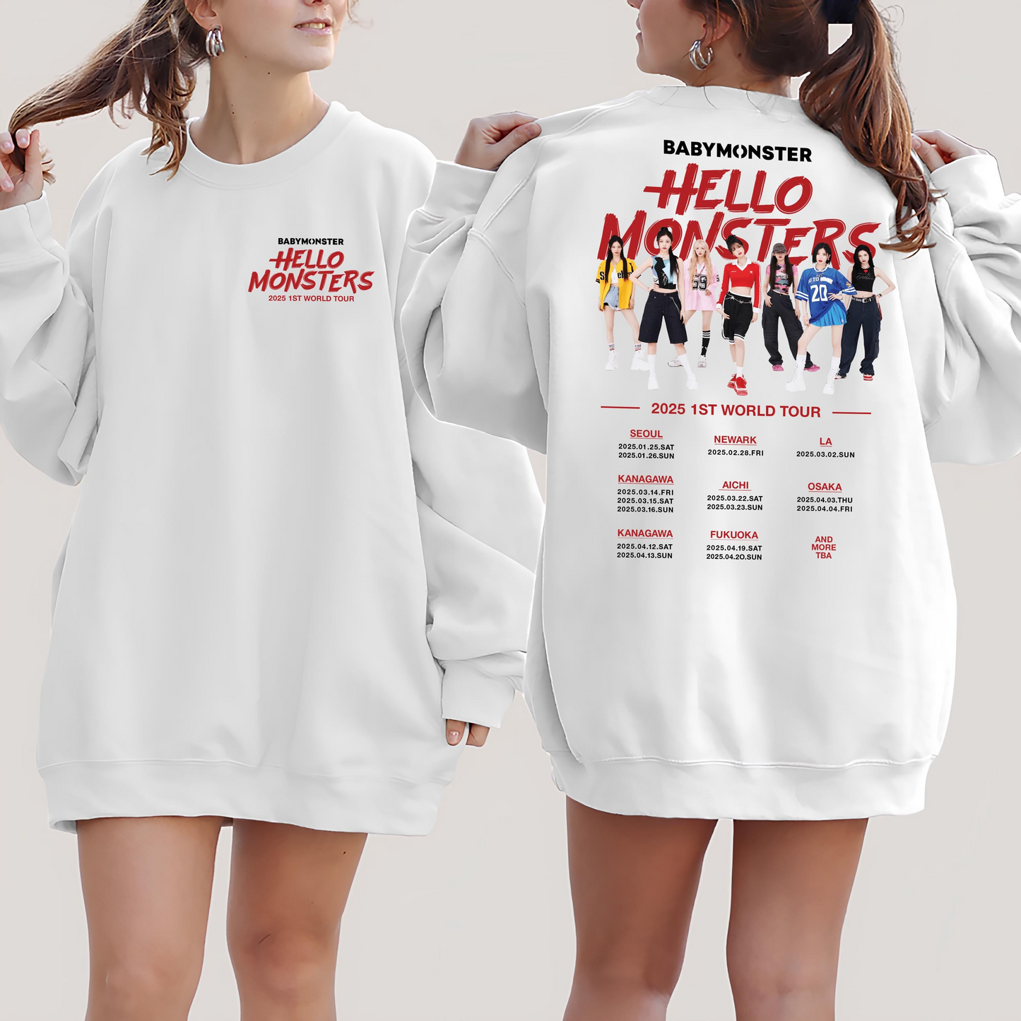 Graphic Babymonster Kpop Hoodie, Hello Monsters 1st World Tour Sweatshirt