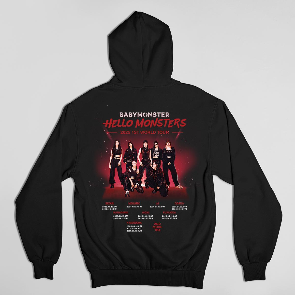 Vintage Babymonster Kpop Hoodie, Hello Monsters 1st World Tour Shirt, Kpop Hoodie