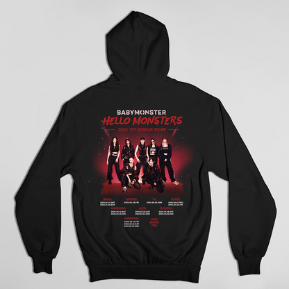 Vintage Babymonster Kpop Hoodie, Hello Monsters 1st World Tour Shirt, Kpop Hoodie