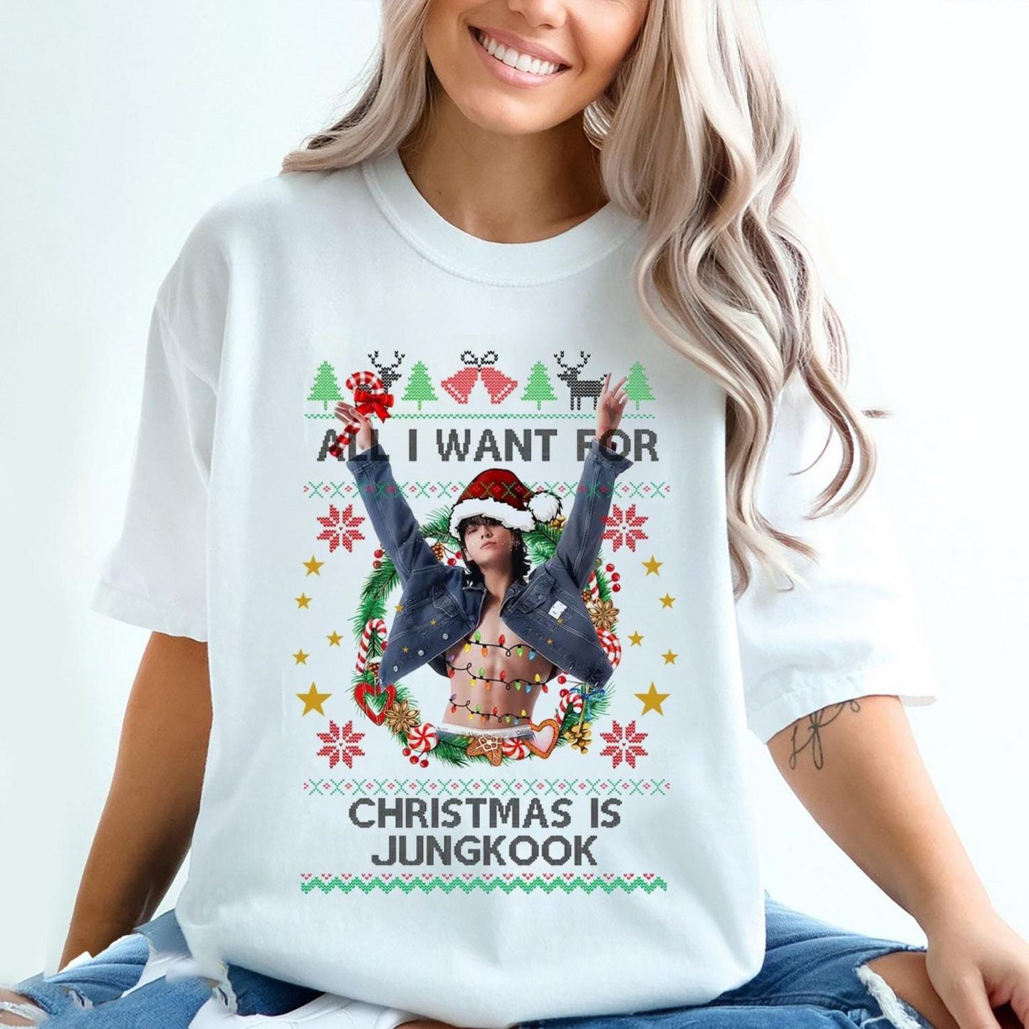 All I Want for Christmas Is Jungkook Shirt, BTS Members Shirt, Kpop Christmas Shirt