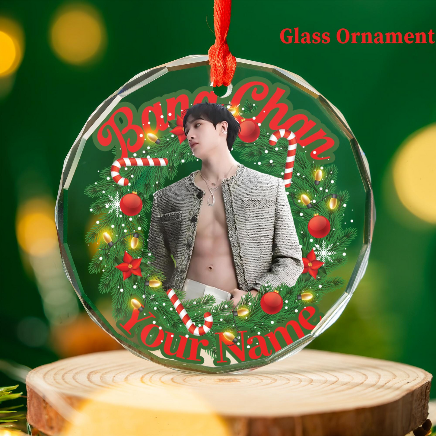 Personalized Bang Chan Ornament, KPOP Ornament, Stray Kids Keepsake