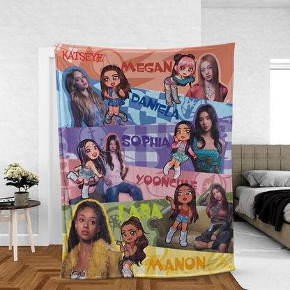 Cute Katseye K-Pop Blanket Cozy Fandom Gift, Katseye Merchandise