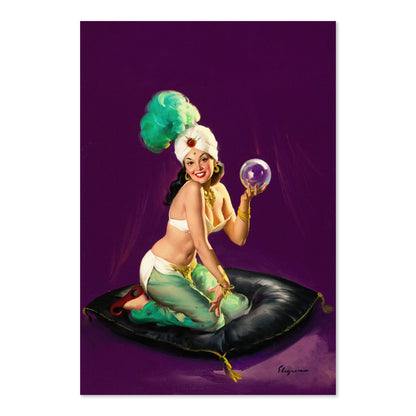 I'm a Happy Medium by Gil Elvgren, pin-up poster — framed print