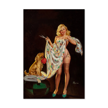 I'm Just Trying It for Sighs by Gil Elvgren, pin-up poster — framed print