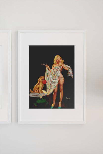 I'm Just Trying It for Sighs by Gil Elvgren, pin-up poster — gallery wall